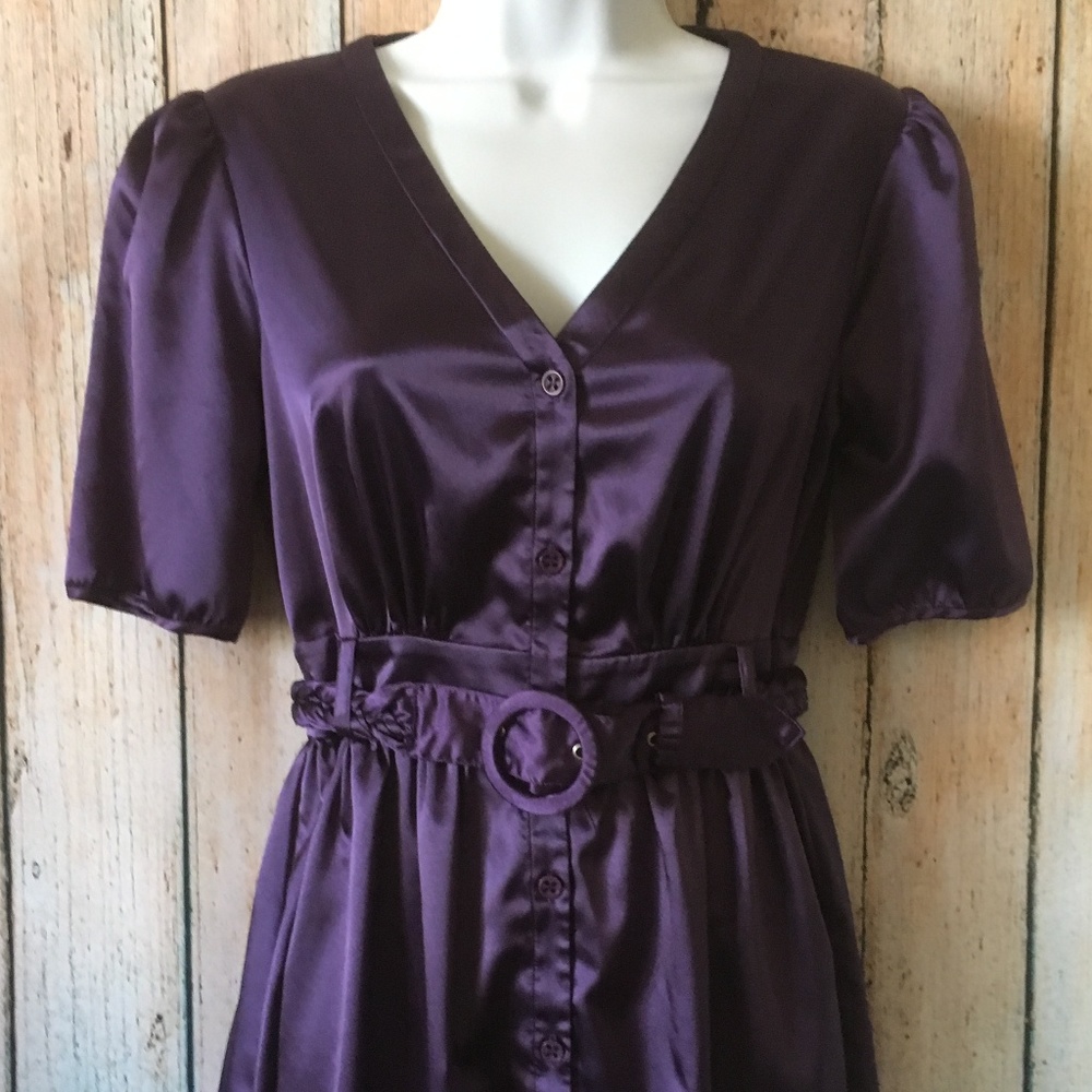 NWOT Chadwicks Satin-Like Purple Dress Size 4P
